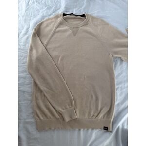 Rhone Mens Crew Neck Sweater Size M Beige Tan Raglan Knit Pullover AS IS